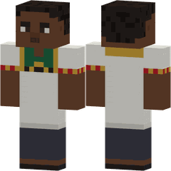 Una figura de píxeles, de frente y de espaldas, con un dashiki blanco con un canesú bordado en verde y rojo.