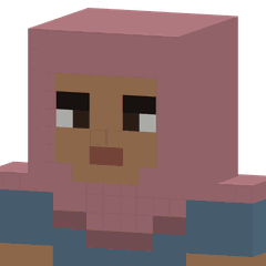 La cabeza y los hombros de una figura de píxeles con un hiyab rosa palo que cubre el cabello y el cuello.