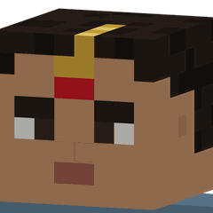 La cara de una figura de píxeles con un maang tikka dorado y rojo en la raya del cabello.